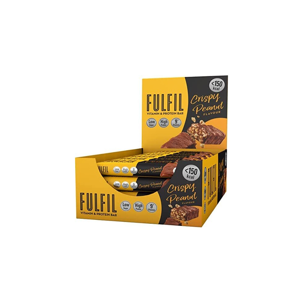 FULFIL Crispy Peanut Vitamin & Protein Snack Bar, 150 Calories With 9 Vitamins, Low Sugar & High Protein, 18 X 37g