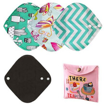ZCOINS 4 Pieces Reusable Panty Liners Cloth Sanitary Pads Light Flow, Small Size 8 Inch Long