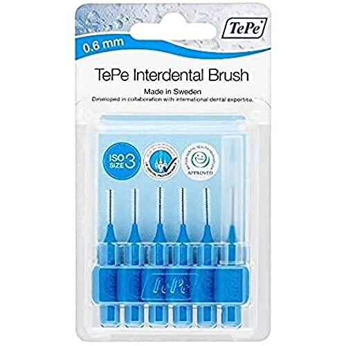Tepe TePe Pack of 6 Blister Interdental Brushes Blue 0.6mm