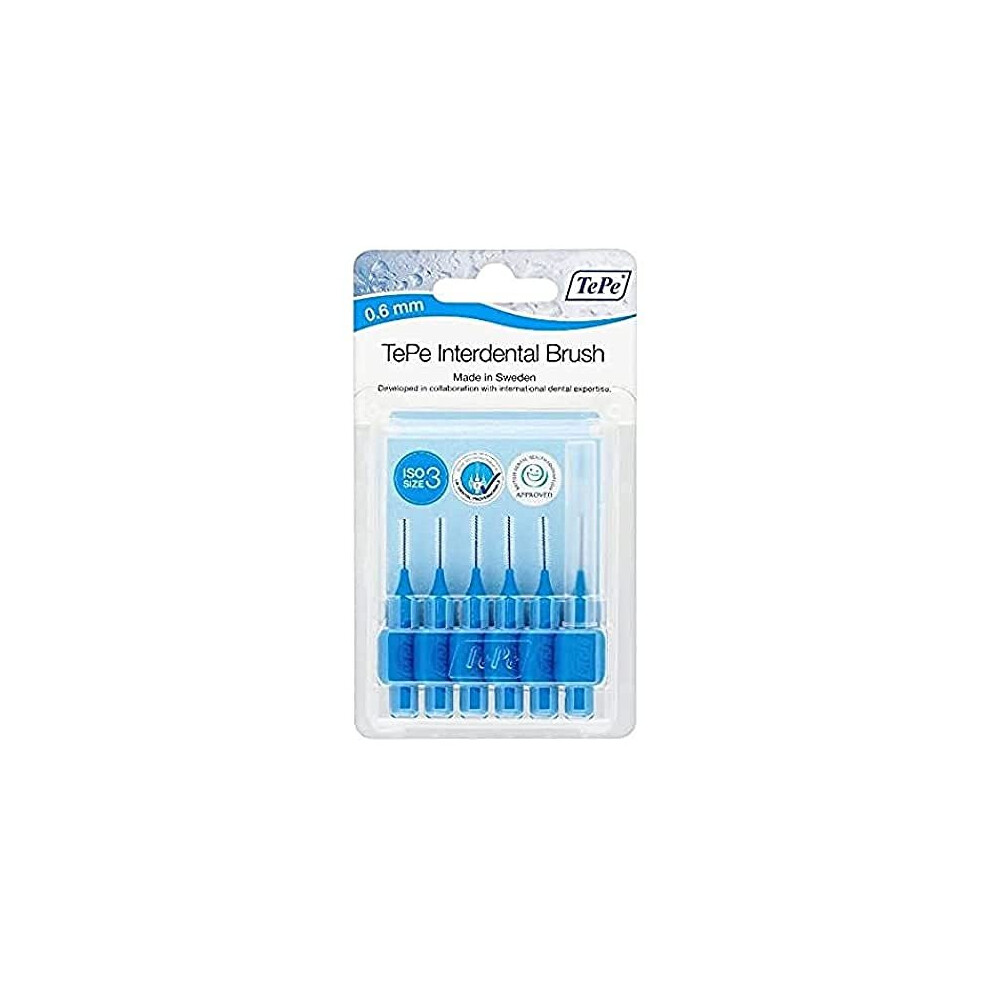 TePe Pack of 6 Blister Interdental Brushes Blue 0.6mm