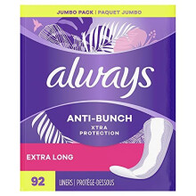 Always Dailies Extra Protection Long Liners, 92Count