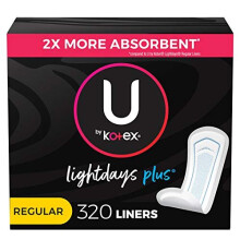 U by Kotex Curves Regular Liners, Unscented, 40 Count (Pack of 8)