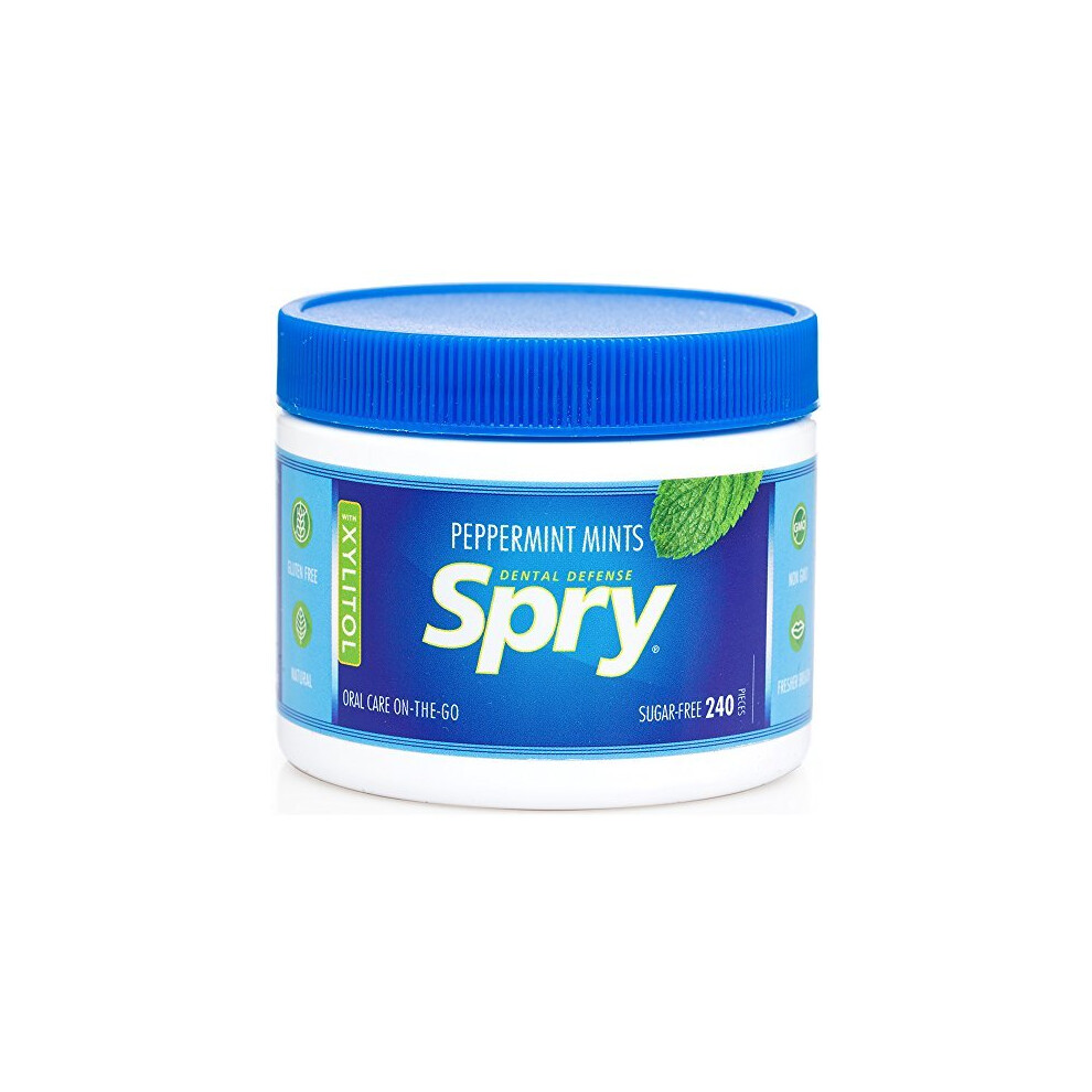 Spry Xylitol Mints, Natural Peppermint - 240-Count Fresh Breath & Dental Defense
