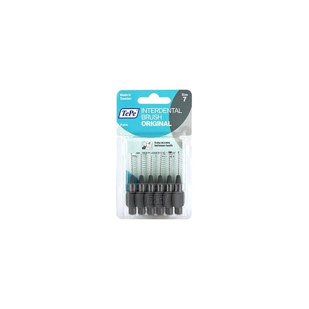 Tepe interdental brushes in blister pack, 1.3 mm, grey, Pack of 3 x 6 pieces