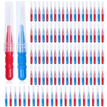 Interdental Brush,100PCS Toothpick Tooth Flossing Head Oral Dental Hygiene Brush,Tooth Cleaning Tool(Red and Blue)