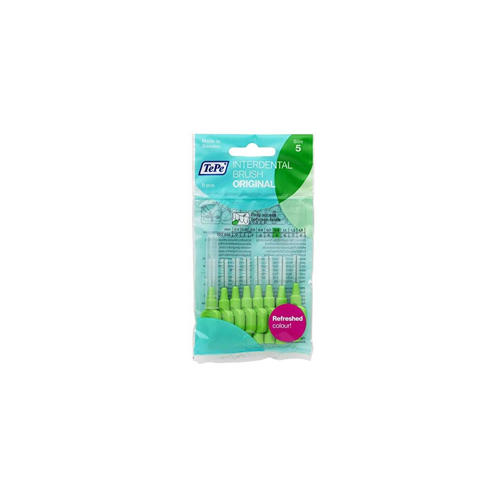 TePe Interdental Brushes 0.8mm Green - 3 Packets of 8 (24 Brushes)