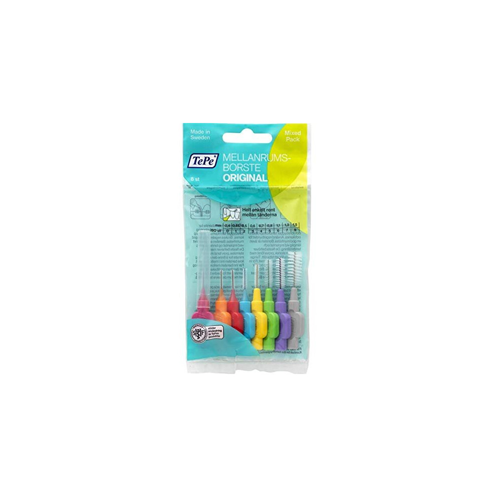 TePe Oral Health Care, Interdental Brush, Mixed Pack, 8 Pieces