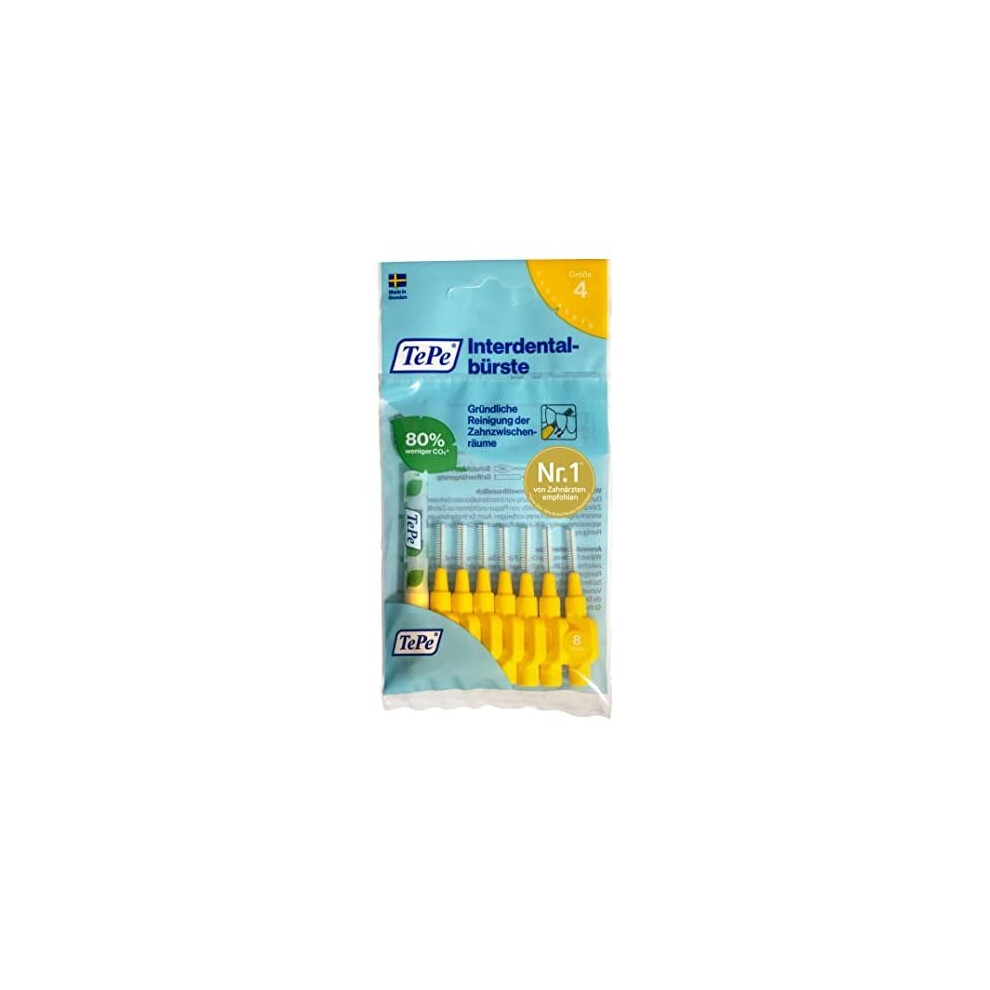 TePe Original Yellow Interdental Brush (ISO Size 4 0.7 mm)/For easy and thorough cleaning of interdental spaces/ 1 interdental brush