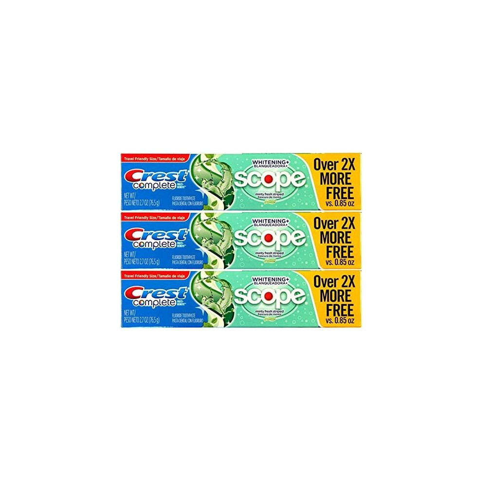 Crest Complete Multi-Benefit Whitening + Scope Minty Fresh Flavor Toothpaste 2.7 Oz, Pack of 3