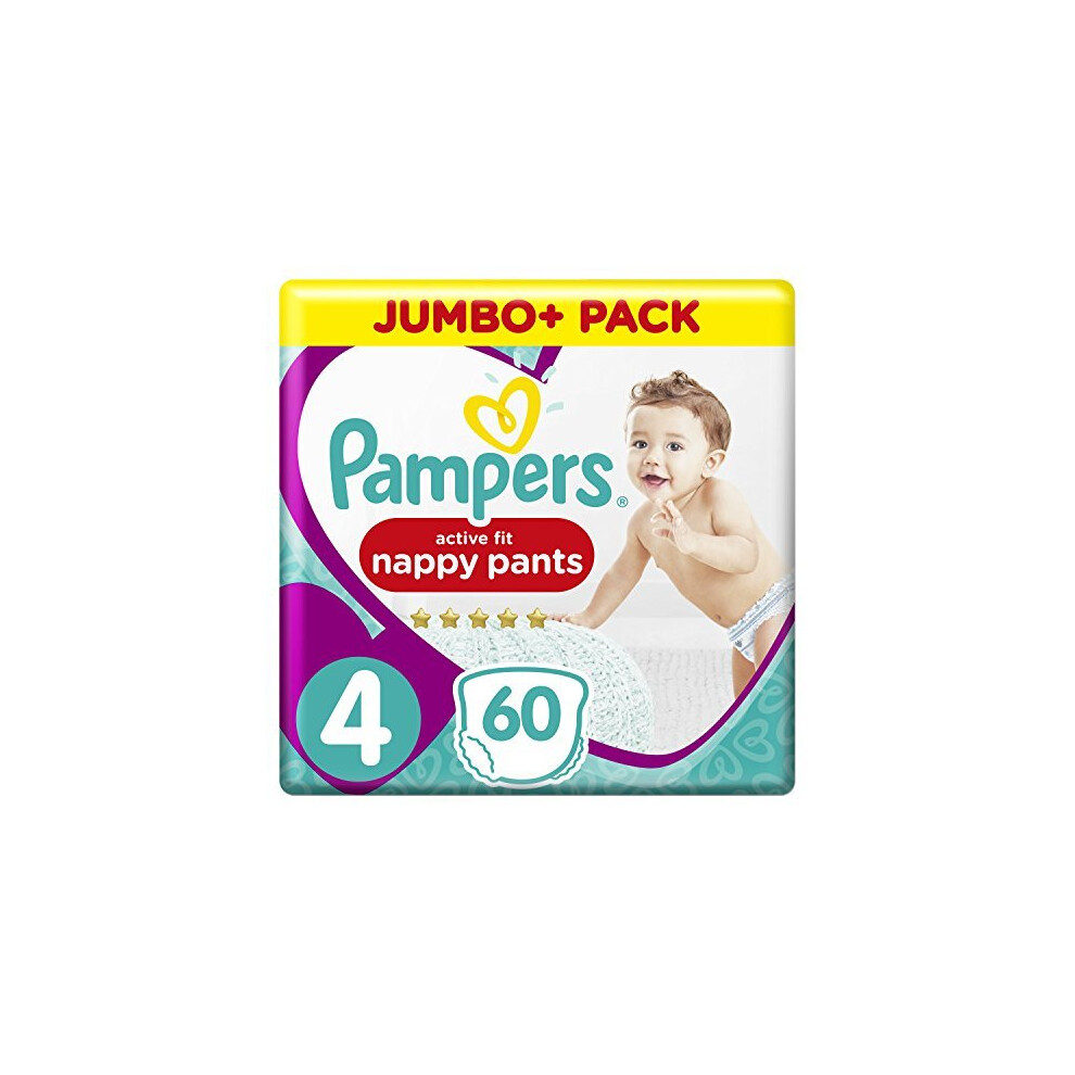 Pampers Active Fit Nappy Pants Size 4, 60 Nappy Pants, 9-15 kg