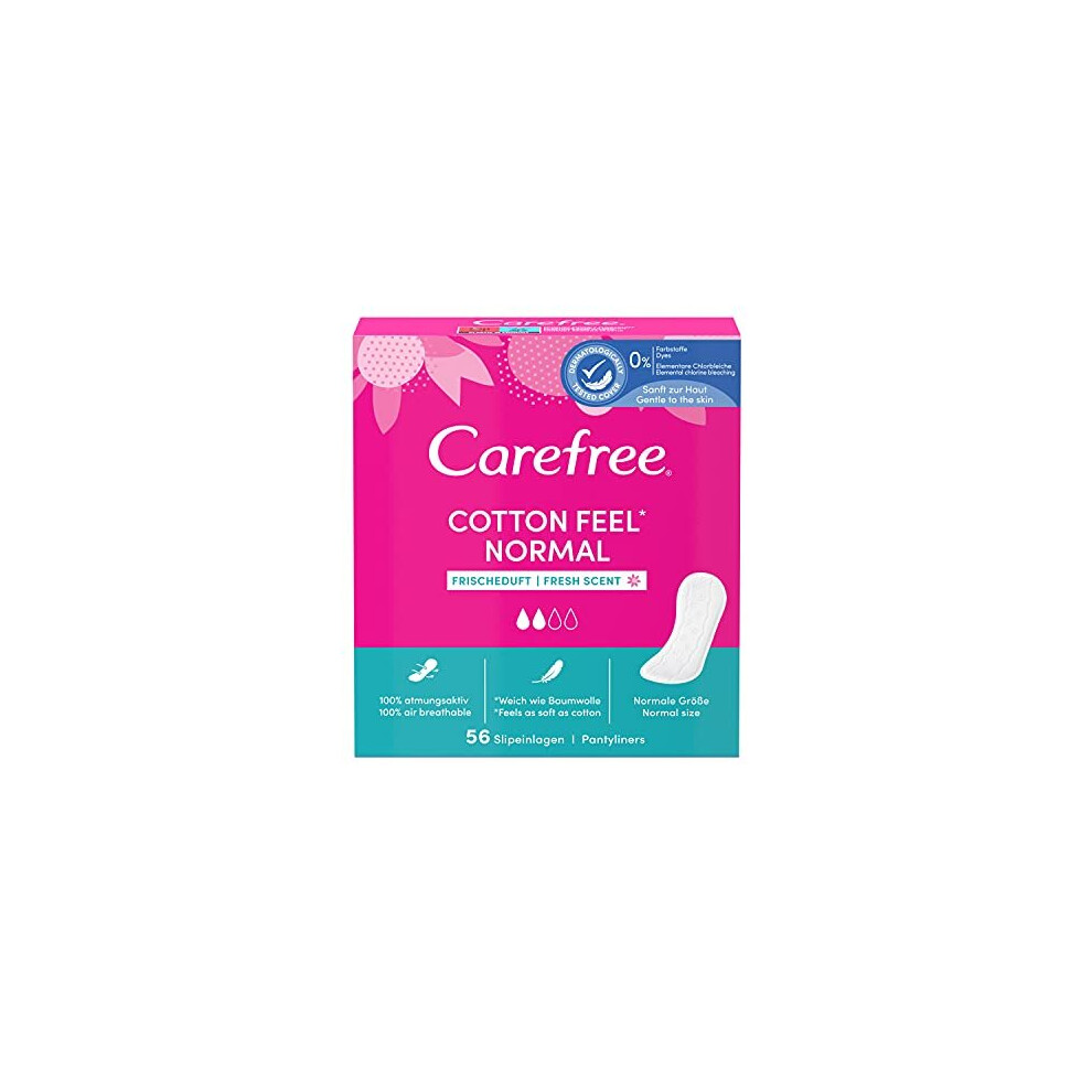 Carefree Cotton Panty Liners Fresh Fragrance Breathable Panty Liner with Cotton Extract (1 x 56 Pads)