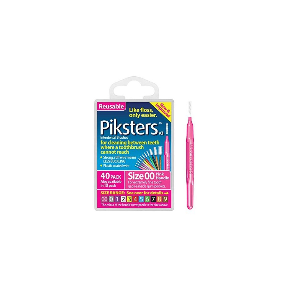 Piksters Pink Interdental Brushes (40 Pack, (Pink)) Size 40