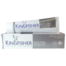 THREE PACKS of Kingfisher Natural Aloe Vera Tea Tree Mint Fluoride Free Toothpaste 100ml