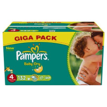 Pampers Baby Dry Nappies, Size 4 (Total 132 Nappies)