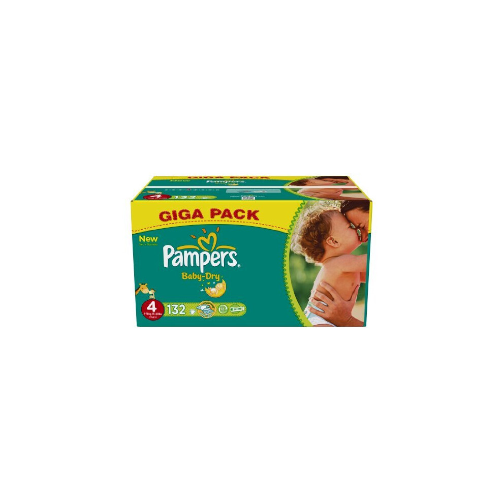 Pampers Baby Dry Nappies, Size 4 (Total 132 Nappies)