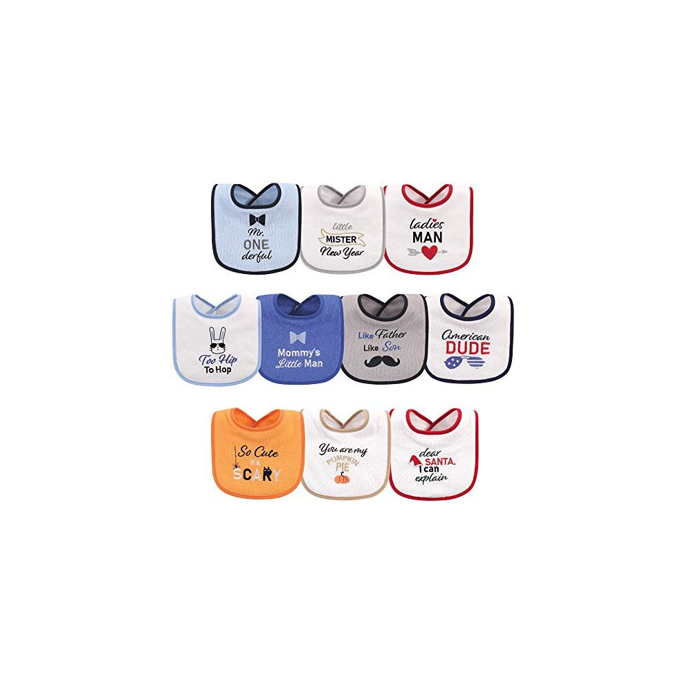 Drooler Bib 10Pk, Holiday Boy Onederful Bandana, One Size Hudson Baby