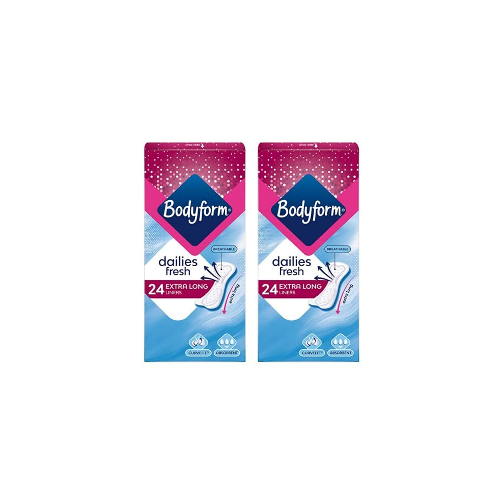 Multiple Bodyform Extra Long Panty Liners, 24 Count (Pack Of 2)
