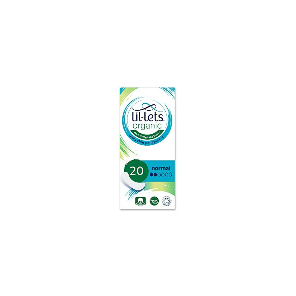 Lil-Lets Organic Cotton Ultra Thin Normal Panty Liners, 1 Pack of 20 Panty Liners