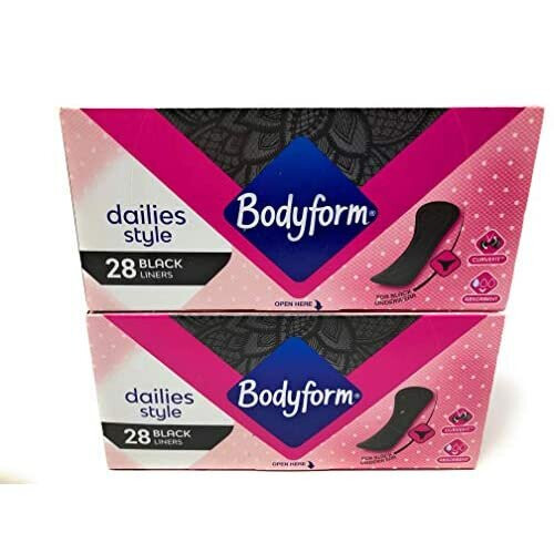 Bodyform Dailies Style 28 Black Liners Multipack Bundle 2 Pack (56 Panty Liners) 2