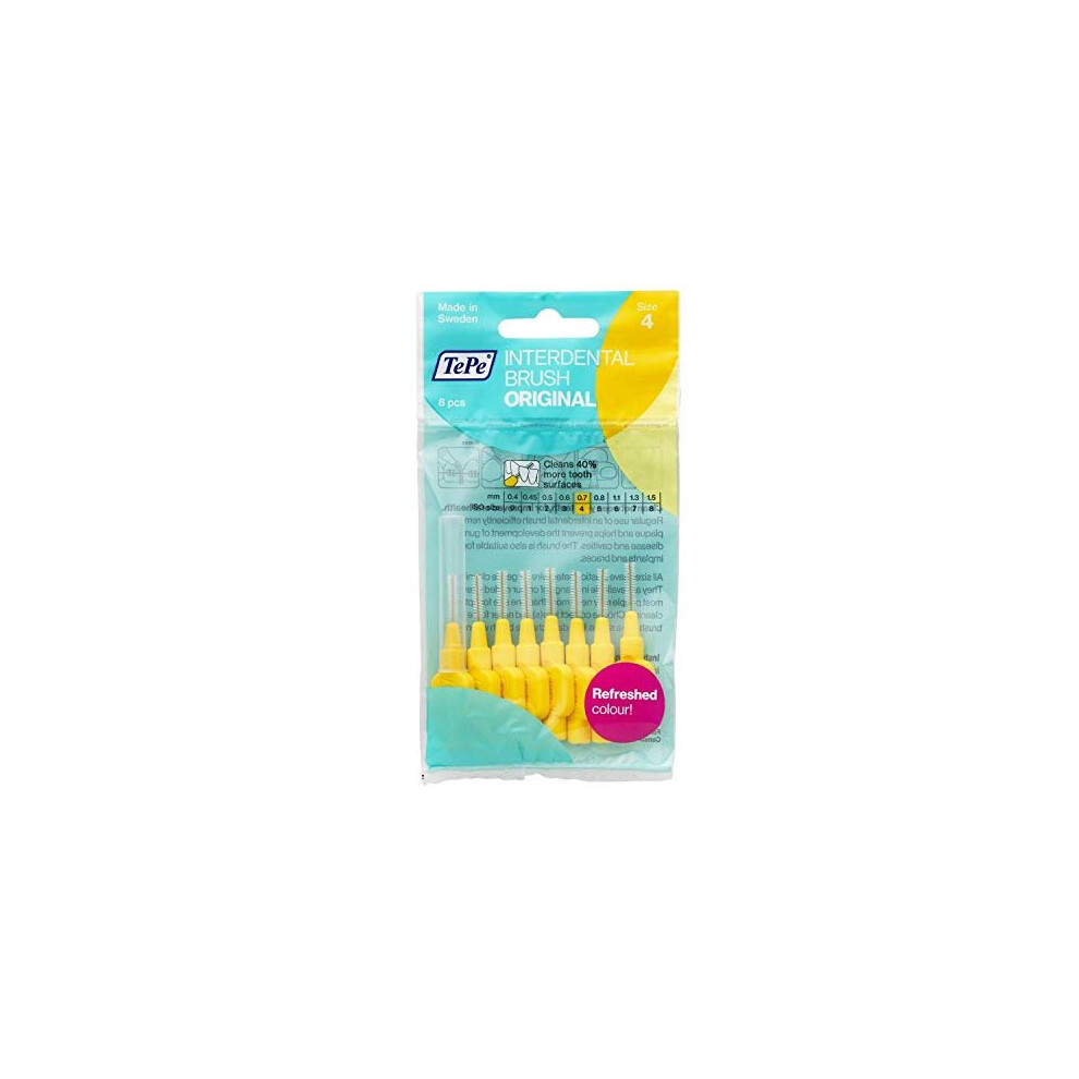 TePe Interdental Brushes 0.6mm Yellow - 2 Packets of 8 (16 Brushes)