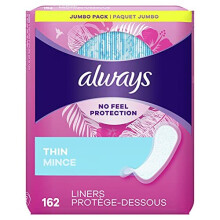 Always Thin Daily Wrapped Liners, Unscented, 162 Count