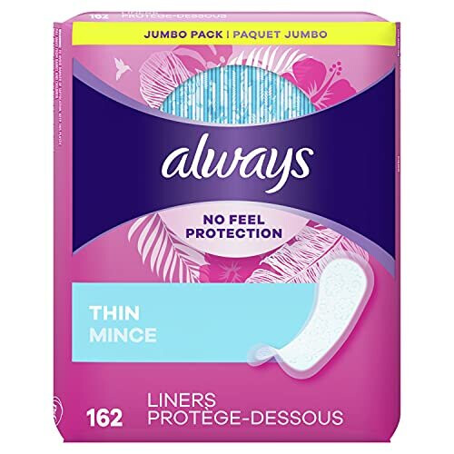 Always Always Thin Daily Wrapped Liners, Unscented, 162 Count