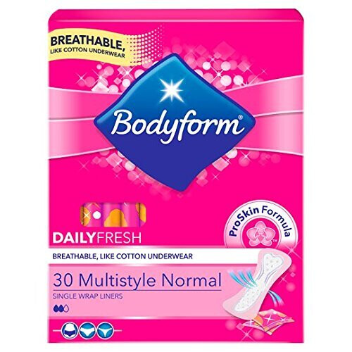 Bodyform Multi Style Individually Wrapped And Folded Panty Liners 30 Pack