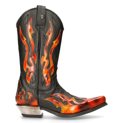 New Rock (41) New Rock 7921-S2 Black Red Flame Leather Boots 2