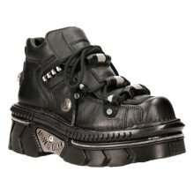 (42) New Rock M-215-S6 Unisex Metallic Blk Leathr Boots