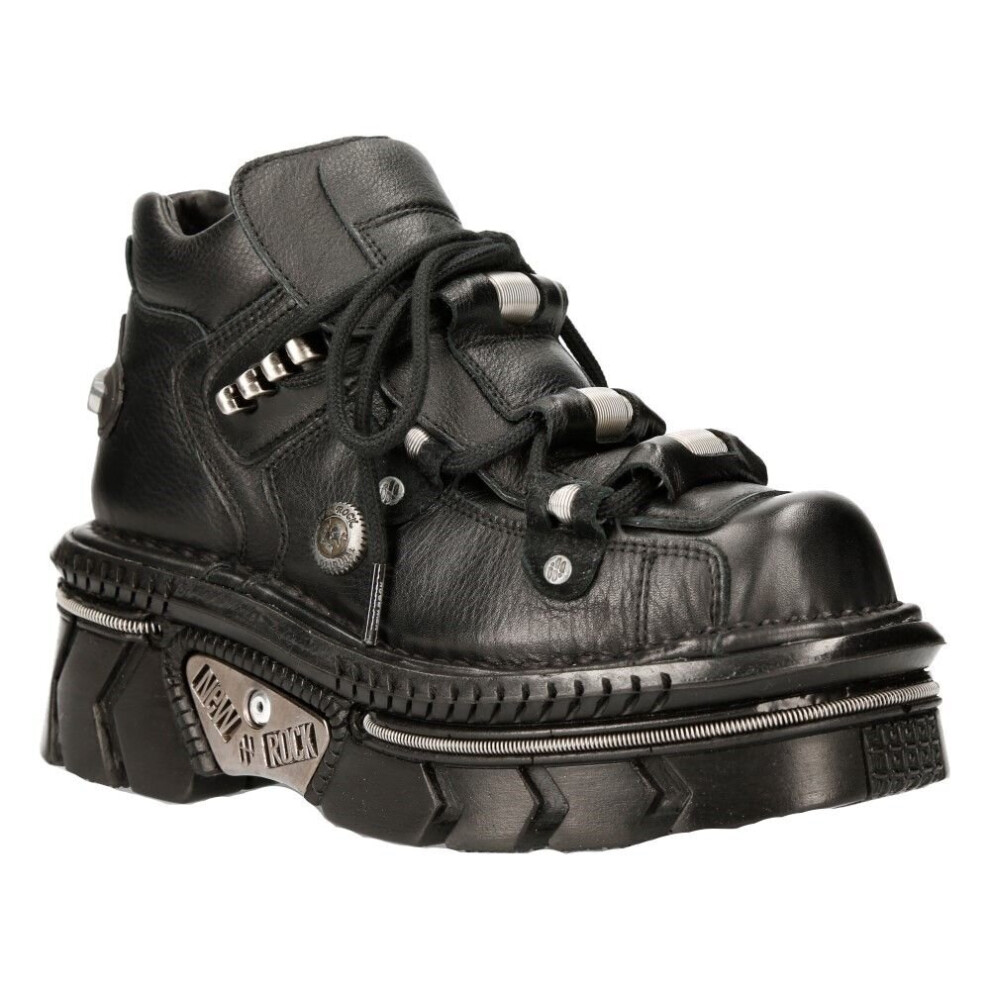 New Rock (38) M-215-S6 Unisex Metallic Blk Leathr Boots