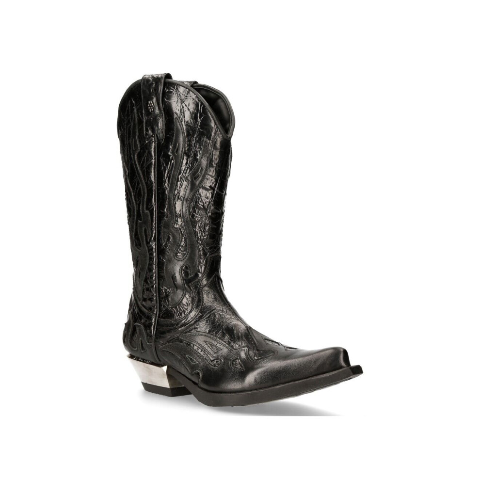 New Rock (42) M-7921-S1 Leathr Biker Cowboy Shoes Black