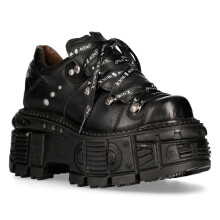 (41) New Rock M-TANK120N Unisex Blk Leather Metal Shoes