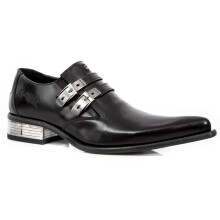 (42) NEW ROCK M-2246-S14 NEWMAN Black Leathr Steel Heel