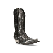 (43) NEW ROCK M-7921-S3 SILVER FLAME Black Leathr Biker