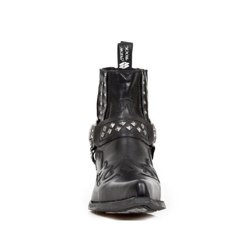 New Rock (46) New Rock 7950-S9 Blck Ankle Boots Skull Stud Metal 2