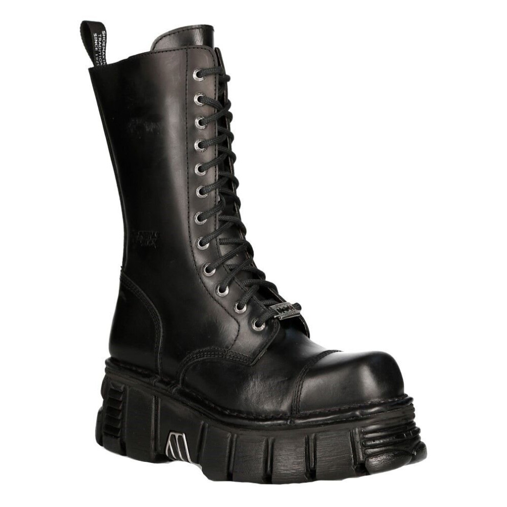 New Rock (42) M-Mili211c-C1 Unisex Black Leather Boots