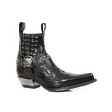(45) New Rock 7950-S9 Blck Ankle Boots Skull Stud Metal