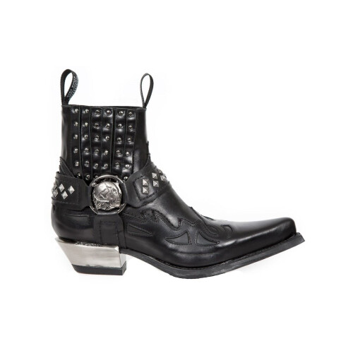 New Rock (46) New Rock 7950-S9 Blck Ankle Boots Skull Stud Metal 1