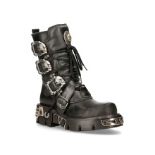 (38) New Rock 391-S1 Leather Gothic Mid Calf Boots