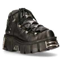 (42) New Rock 106-S1 Unisex Metallic Black Leathr Boots