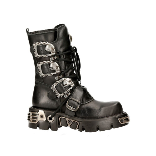 New Rock (43) New Rock 391-S1 Leather Gothic Mid Calf Boots 2