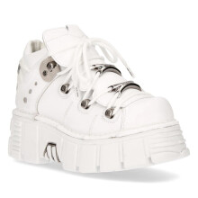 (38) New Rock 106N-S8 White Leather Gothic Ankle Boots