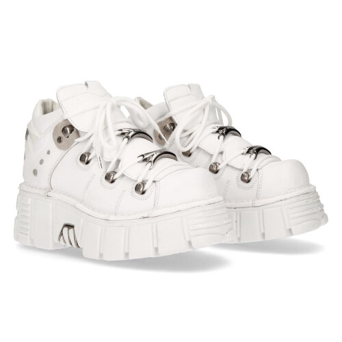 New Rock (43) New Rock 106N-S8 White Leather Gothic Ankle Boots 1