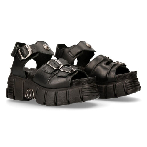 New Rock (43) New Rock M-BIOS101-C2 Metallic Black Leathr Sandal 1