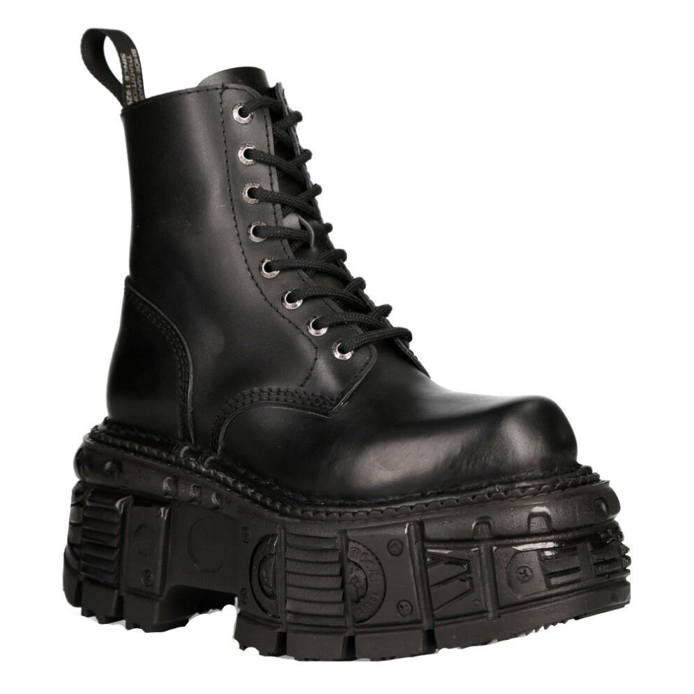 New Rock (38) M-Mili084n-S5 Unisex Black Leather Boots