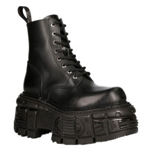 (41) New Rock M-MILI084N-S5 Unisex Black Leather Boots