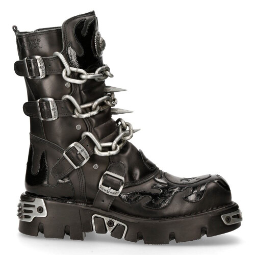 New Rock (41) New Rock 727-S1 Black Spiked Gothic Mid Calf Boots 2