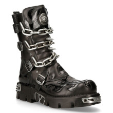 (41) New Rock 727-S1 Black Spiked Gothic Mid Calf Boots