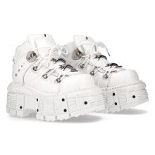 (45) New Rock M-TANK106-C1 Unisex White Leather Boots