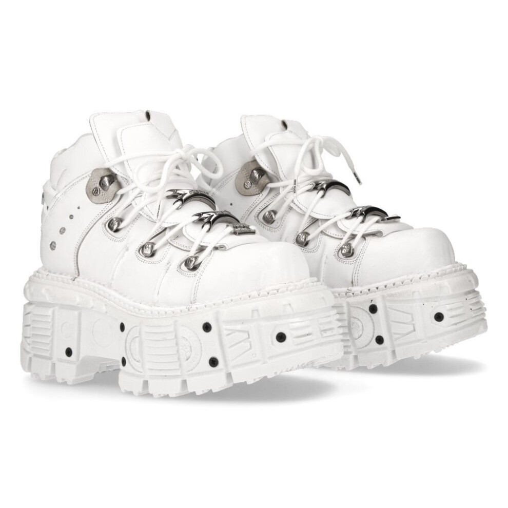 New Rock (45) M-Tank106-C1 Unisex White Leather Boots